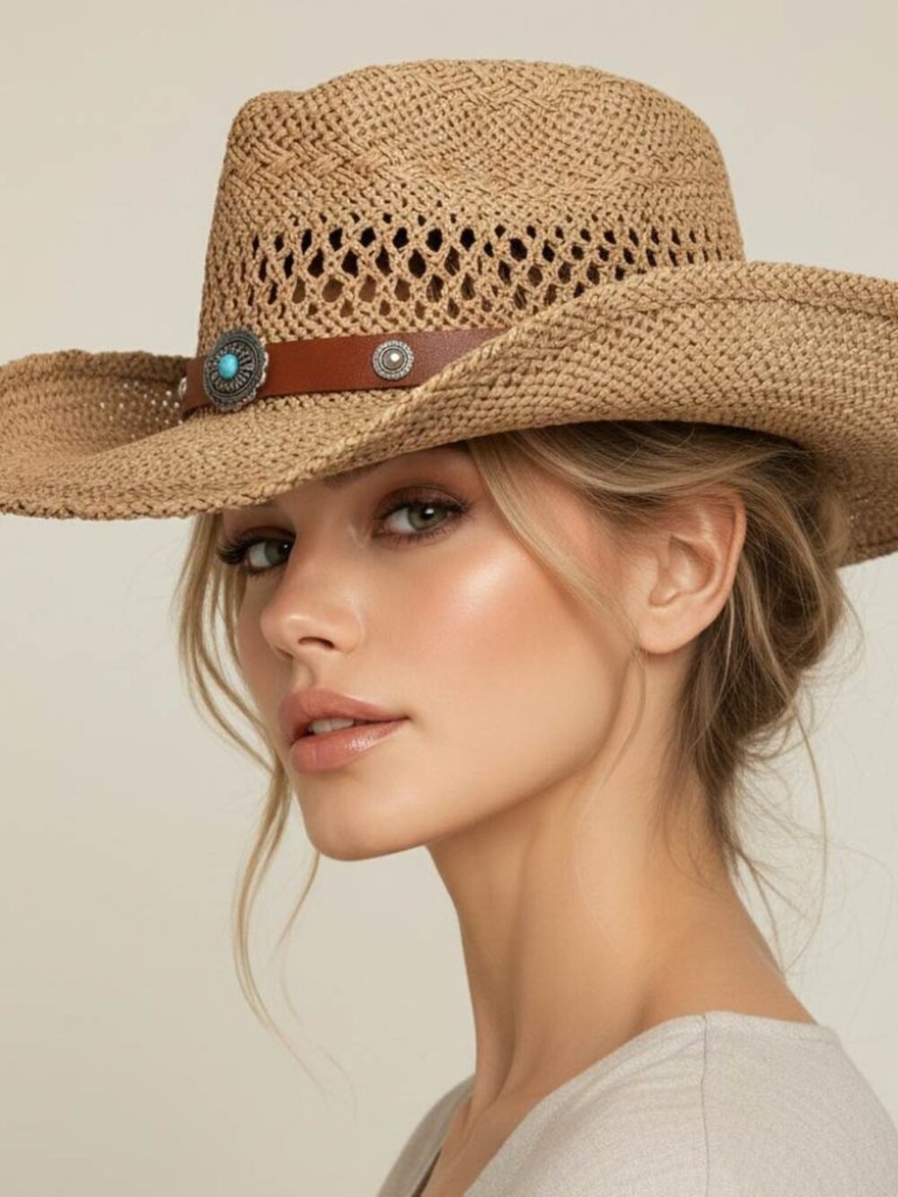 Boho Western Women's Cowboy / Cowgirl Straw Hat Country Rodeo Fair Hats NEW